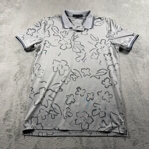 G/FORE Golf Polo Shirt‎ Mens Small Gray Floral Print Short Sleeve Performance